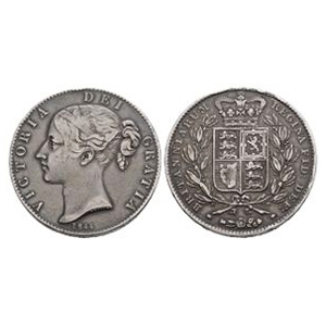 English Milled Coins - Victoria - 1844 VIII - AR Crown