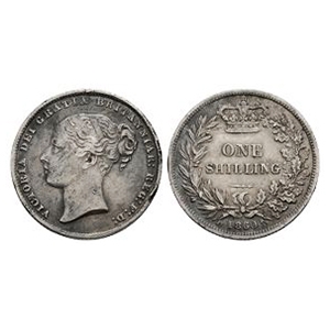 English Milled Coins - Victoria - 1860 - AR Shilling