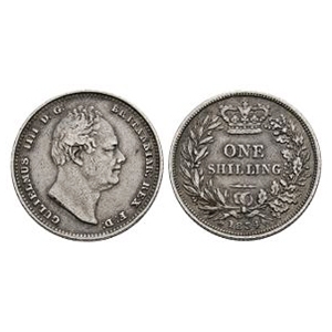 English Milled Coins - William IV - 1834 - AR Shilling