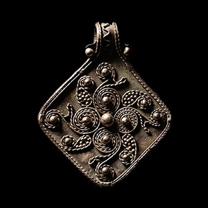Viking Age Lozenge-Shaped Silver Filigree Pendant