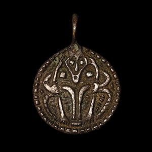 Viking Age Silver Odin Pendant with Ravens