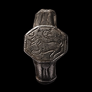 Medieval Silver Ring with Lion