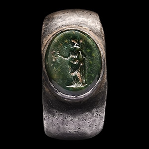 Roman Silver Ring with Goddess Gemstone