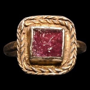 Merovingian Gilt Silver Ring with Garnet