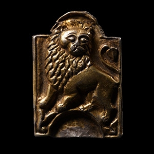 Medieval Gilt Silver Belt Fitting with Lion