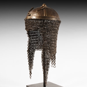 Indo-Persian Iron Helmet with Gilt Calligraphy