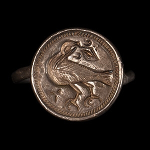 Medieval Silver Signet Ring with Dove