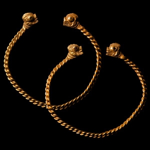 Javanese Dragon-Headed Bracelets with Rubies