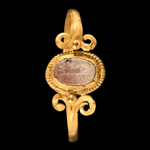 Roman Gold Ring with Fish Gemstone