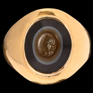 Roman Portrait Gemstone in Gold Ring