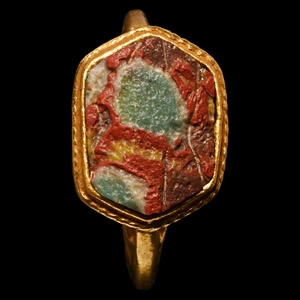 Gilt Ring with Roman Glass Cabochon