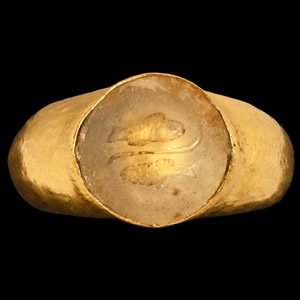 Roman Gold Ring with Fish Gemstone