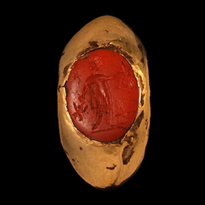 Roman Gold Ring with Hermes Gemstone