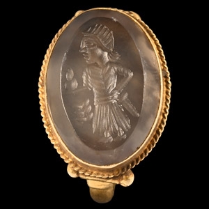 Roman Style Gold Ring with Portrait Gemstone