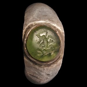 Roman Silver Ring with Glass Insect Intaglio