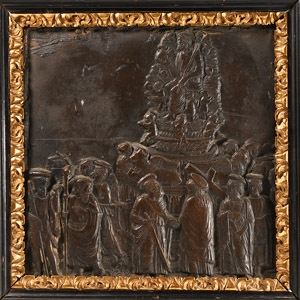 Post Medieval Bronze Plaque with Christian Religious Scene
