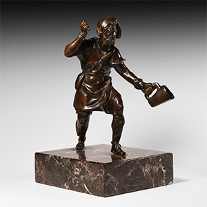 Bronze Bird Catcher Figure