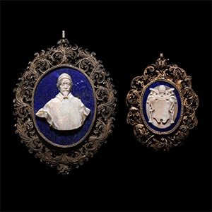 Post Medieval Silver Plaque with Lapis Lazuli Cameo Group