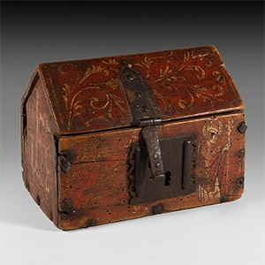 Post Medieval Wooden Painted Casket