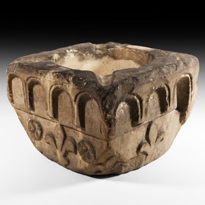 Medieval Sandstone Font with Arches