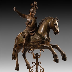 Half Life-Size Post Medieval Wooden Painted St George and Mount Statue