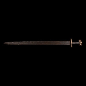 Viking Iron Sword with Inlaid Hilt