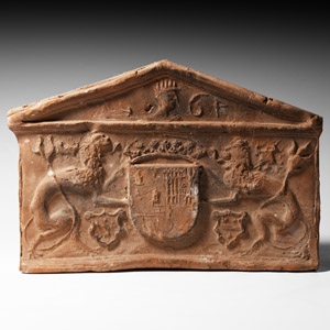Post Medieval House-Shaped Armorial Terracotta Brick