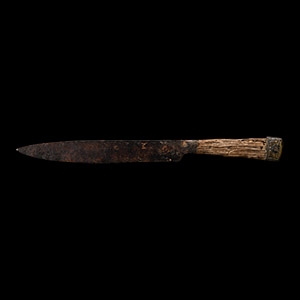 Medieval Iron Knife with Bronze Pommel