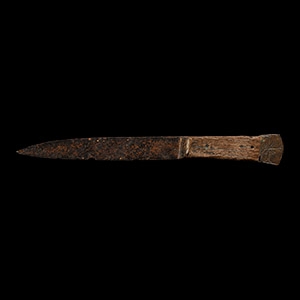 Medieval Iron Knife with Bronze Pommel
