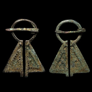 Viking Inspired Decorated Bronze Omega Brooch Group