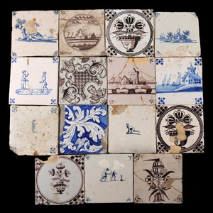 Post Medieval Glazed Ceramic Tile Group