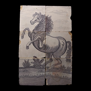 Post Medieval Glazed Ceramic Horse Tile Set