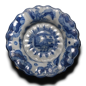 Post Medieval Blue and White Glazed Ceramic Delft Dish