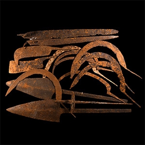 Medieval Iron Blade and Other Item Group