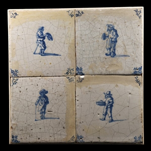 Post Medieval Glazed Ceramic Tile Set