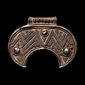 Large Scandinavian Viking Silver Filigree Lunate Pendant