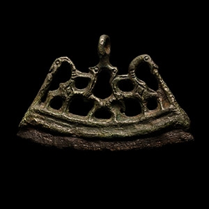 Viking Age Fire Steel with Bronze Handle with Horse and Riders