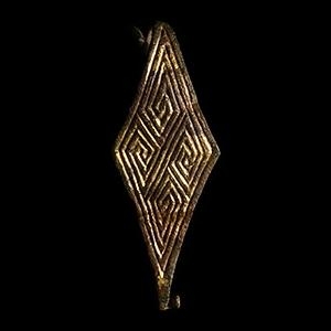 Anglo-Saxon Gilt Lozenge-Shaped Brooch with complex Diamond Design