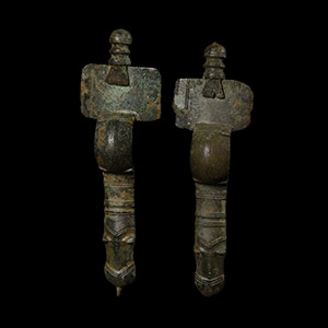 Anglo-Saxon Bronze Cruciform Brooch Pair