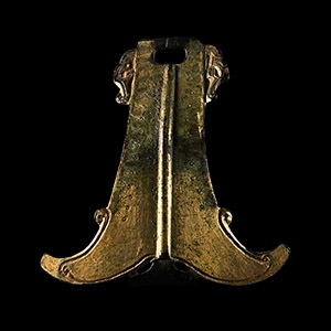 Large Anglo-Saxon Gilt Bronze Harness Pendant with Dragons