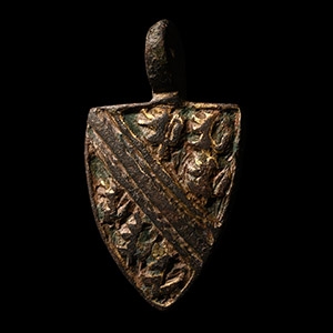Medieval Gilt Bronze de Bohun Family Knights Heraldic Horse Harness Pendant