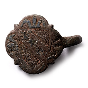 Medieval Double-Sided Bronze Knights Heraldic Horse Harness Bannerette Pendant