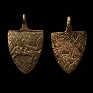 Medieval Bronze Stansam and Cotton Families Knights Heraldic Horse Harness Pendant Group