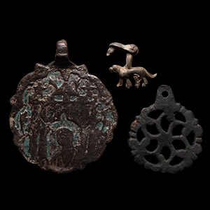 Medieval Bronze Knights Heraldic Horse Harness Pendant Group