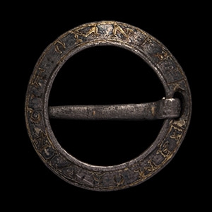 Medieval Silver-Gilt AMOR VINCIT OMNIA Posy Ring Brooch