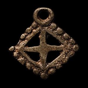 Viking Age Silver Lozenge-Shaped Pendant with Cross