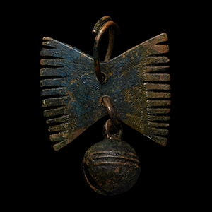 Viking Age Bronze Decorated Comb Pendant with Bell