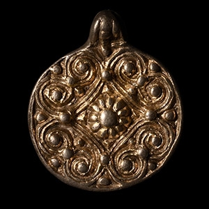 Viking Silver-Gilt Pendant with Scrolls