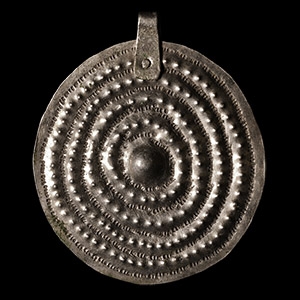 Large Viking Silver Pendant with Concentric Circle Design