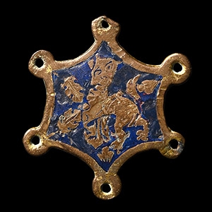 Medieval Gilt Bronze Knights Heraldic Horse Harness Mount with Manticore